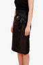 Dolce & Gabbana Black Silk Sequin Bow Midi Skirt Size 40