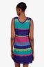 Missoni Purple/Pink/Metallic Striped Knit Sleeveless Mini Dress Size 38