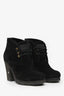 Prada Black Suede Lace Up Ankle Boots Size 5
