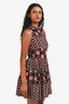 Sandro Black/Red Printed Ruffled Skirt Sleeveless Mini Dress Size 1