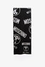 Moschino Black/Grey Merino Wool Logo Fringe Scarf