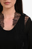 Pre-Loved Chanel™ Black Sheer Silk with Lace Detail Cardigan Size 34