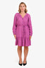 Xirena Purple Crinkled Cotton Belted Long Sleeve Dress Size M