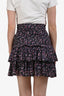 Isabel Marant Etoile Grey/Pink Printed Cotton Ruffled Mini Skirt Size 36