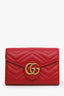 Gucci Red Leather GG Marmont Mini Wallet on Chain