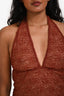 Meshki Brown Lace Halter Top + Maxi Fitted Skirt Set Size S