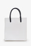 Moschino White Leather Logo Mini Shopper Tote Bag with Strap