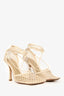 Bottega Veneta Cream Leather Mesh Heels Size 35