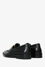 Pre-loved Chanel™ Black/White Brushed Leather CC Logo Loafers Size 38C