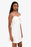 Self-Portrait White Satin Bow Detailed Mini Dress With Crystal Straps Size 4