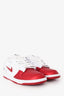 Nike x Supreme White/Red Leather SB Dunk Low "Jewel Swoosh" Sneakers Size 8.5 Mens