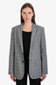 Tibi Grey Wool Check Single-Breasted Cut-Out Sleeve Blazer Size 4