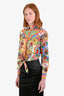 Dolce & Gabbana Multi-Print Long-Sleeve Cropped Tie Top Est. Size S