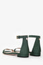 Stuart Weitzman Green Woven Canvas 'Nudiest' Flat Ankle Strap Sandals Size 7