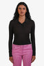 Frame Brown Silk Cashmere Long Sleeve Polo Sweater Size XS
