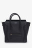 Celine Black Leather Nano Luggage Bag with Strap