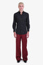 Gucci Burgundy Cotton GG Monogram Jacquard Pants Size 44 Mens