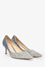 Jimmy Choo Blue Silver Ombre Coarse Glitter 'Romy 60' Pumps Size 41.5