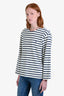 Anine Bing White/Navy Cotton Stripe Long Sleeve Crewneck Top Size XS