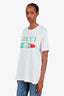 Gucci White Cotton Lip Stick Logo Printed SS T-Shirt Size L