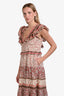 Sea New York Beige/Red Cotton Printed Ruffle Maxi Dress Size 6