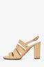 Pre-Loved Chanel™ 2016 Beige Quilted Leather Block Heels Size 38.5