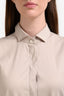 Brunello Cucinelli Beige Silk Linen Sequin Embroidered Button Down Dress Size M
