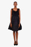 Lida Baday Black Glitter Sleeveless Pleated Midi Dress Size 6