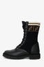 Fendi Black Leather 'Rockoko' Biker Boots with Stretch Fabric Size 37