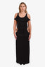 Gucci 2023 Black Ribbed Cut-Out Crystal GG Sleeveless Maxi Dress Size XXL