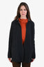 Loro Piana Brown/Navy Blue Baby Cashmere Reversible Jimi Coat with Leather Belt Size Medium