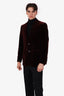 Salvatore Ferragamo Burgundy Velvet Single-Breasted Blazer Size 50 Mens