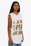 Balmain White Cotton 'Do You Speak Balmain' Gold Graphic Top Size 36