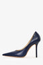 Jimmy Choo Navy Leather Heels Size 38.5