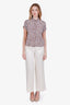 Etro Cream Silk/Linen Blend Straight Leg Pants Size 42