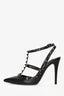 Valentino Black Leather Gunmetal Rock Studs 'Cage 100' Size 40