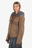 Dolce & Gabbana Brown Leather Shearling Hooded Jacket Size 48