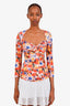 Isabel Marant Pink/Blue Floral Printed Stretch Blouse Size 34