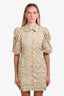 Birgitte Herskind Yellow Multicolour Floral Puff Sleeve Button Down Mini Dress Size 36