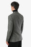 Pal Zileri Green Wool Cotton Tweed Padded Shoulder Blazer Size 50 Mens