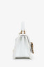 Dolce & Gabbana White Leather Micro Mini Devotion Bag With Chain Strap