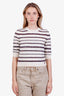 Pre-loved Chanel™ White/Red Striped Cashmere Knit Sweater Size 36
