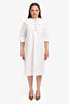 Ganni White Cotton Button Detailed Long Sleeve Dress Size S/M