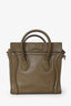 Celine Olive Green Leather Nano Luggage Bag With Strap