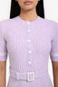 Pre-loved Chanel™ 2022 Purple Ribbed Knit Midi Dress with Belt Size 40