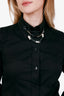 Moschino Cheap & Chic Black Bead Detail Button Down Shirt Size 8