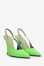 Gucci Green Patent Chain-Embellished Signoria 45MM Slingback Pumps Size 37