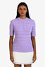 Givenchy Purple Knit Monogram Short Sleeve Top Size S