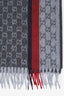 Gucci Grey Cashmere GG Logo Fringe Scarf