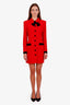 Alessandra Rich Red/Black Silk Button Up Mini Dress Size 42